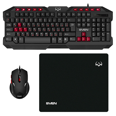 Gaming Keyboard & Mouse & Mouse Pad SVEN GS-9200, Multimedia, Spill resistant, WinLock Black, USB Gaming Keyboard & Mouse & Mouse Pad SVEN GS-9200, Multimedia, Spill resistant, WinLock Black, USB