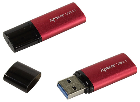  64GB USB3.1 Flash Drive  Apacer "AH25B", Red, Matte Metal Shell, Classic Cap (AP64GAH25BR-1)