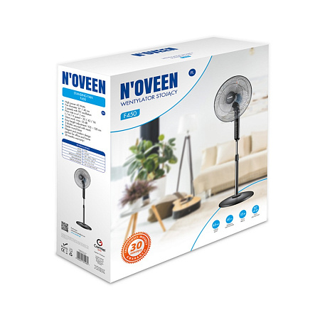 NOVEEN Standing Fan F450 16"/40cm/45W, Black