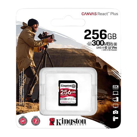 .256GB SDXC Card (Class 10) UHS-II , U3, Kingston Canvas React Plus "SDR2/256GB" (R/W:300/260MB/s) .256GB SDXC Card (Class 10) UHS-II , U3, Kingston Canvas React Plus "SDR2/256GB" (R/W:300/260MB/s)