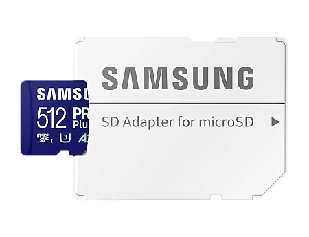 .512GB MicroSD (Class 10) UHS-I (U3) +SD adapter, Samsung PRO Plus "MB-MD512SA" (R/W:180/130MB/s)