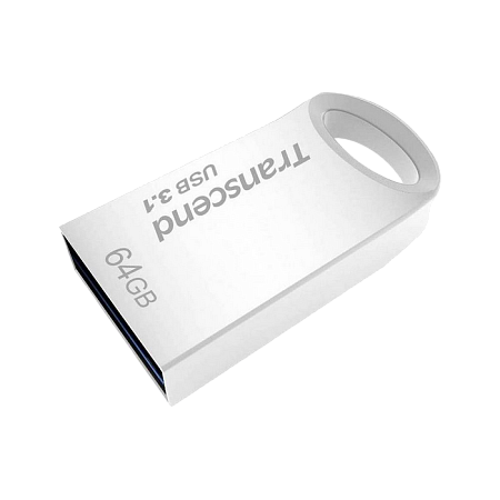  64GB USB3.1 Flash Drive Transcend "JetFlash 710S", Silver, Metal Case, Ultra-Slim (R/W:90/30MB/s)