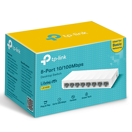 .8-port 10/100Mbps Desktop Switch TP-LINK LiteWave "LS1008", Plastic Case .8-port 10/100Mbps Desktop Switch TP-LINK LiteWave "LS1008", Plastic Case