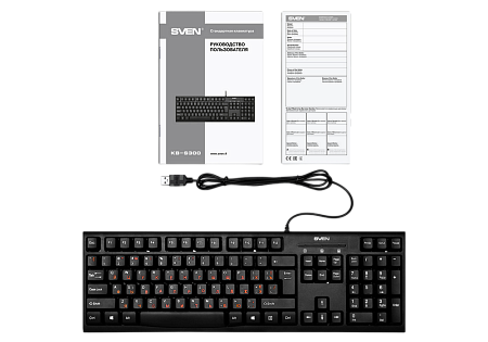 Клавиатура SVEN KB-S300, Проводное, Чёрный