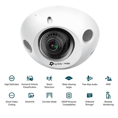 TP-Link Dome Network Camera, "VIGI C230I Mini", 2.8mm, 3MP, IK08, PoE