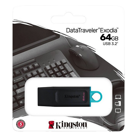  64GB USB3.2 Flash Drive Kingston DataTraveler Exodia (DTX/64GB), Black, Plastic, Classic Cap