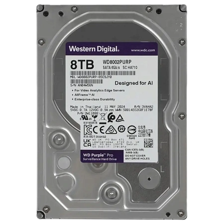 Жесткий диск Western Digital WD Purple Pro, 3.5", 8 TБ <WD8002PURP> Жесткий диск Western Digital WD Purple Pro, 3.5", 8 TБ <WD8002PURP>