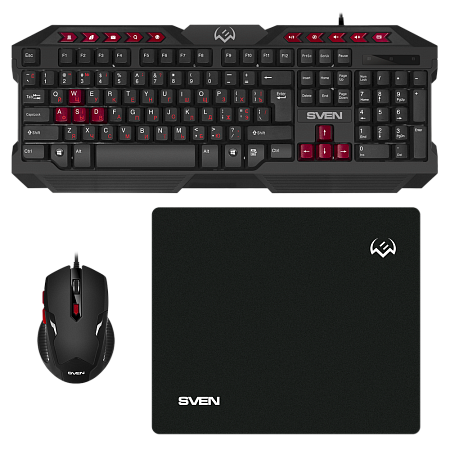 Gaming Keyboard & Mouse & Mouse Pad SVEN GS-9200, Multimedia, Spill resistant, WinLock Black, USB Gaming Keyboard & Mouse & Mouse Pad SVEN GS-9200, Multimedia, Spill resistant, WinLock Black, USB