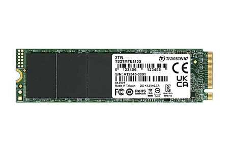 .M.2 NVMe SSD 2.0TB  Transcend 115S [PCIe 3.0 x4, R/W:3200/1900MB/s, 200/250K IOPS, 800TBW, 3DTLC]
