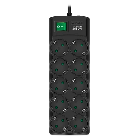 Сетевой фильтр SVEN SF-10E-16, 10 Розеток, 3м, Черный