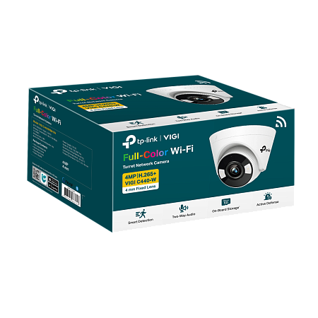 TP-Link Turret Network Camera "VIGI C440-W", 4mm, 4MP, Wi-Fi, Full-Color